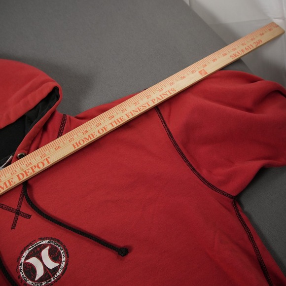 Y2K Vintage Thrashed Hurley Skater Hoodie Pullover Mens M Red Black - Picture 6 of 15